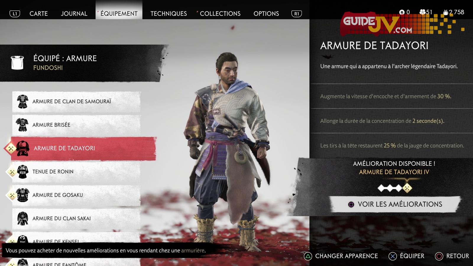 Ghost Of Tsushima Toutes les armures et leurs emplacements